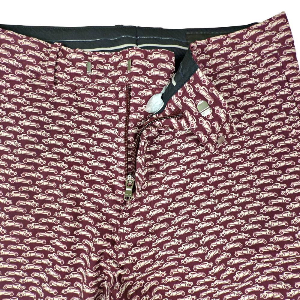 RLX Ralph Lauren Performance Golf Pants Classic Fit Vintage Cars Maroon 33X30.5